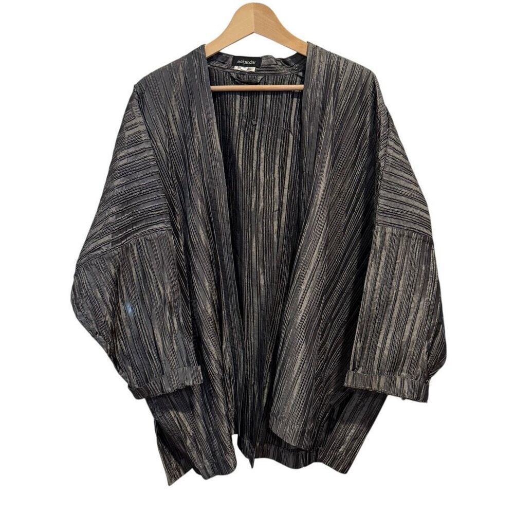 NWOT Vintage Eskandar Neiman Marcus Silk Crinkle Open Front Kimono Size 0 Size S
